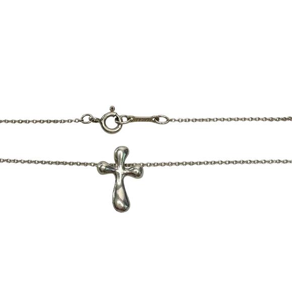 Tiffany and Co Elsa Peretti Cross Pendant Necklace in Sterling Silver (16") - Picture 10 of 14
